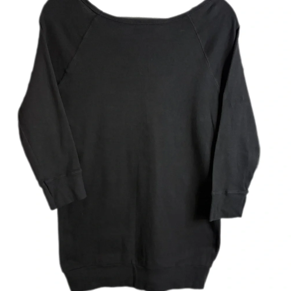 Michael Stars 3/4 Sleeve Raglan Top Tee NWT Boat Neck Cuffed Hem OS Black - Picture 2 of 3
